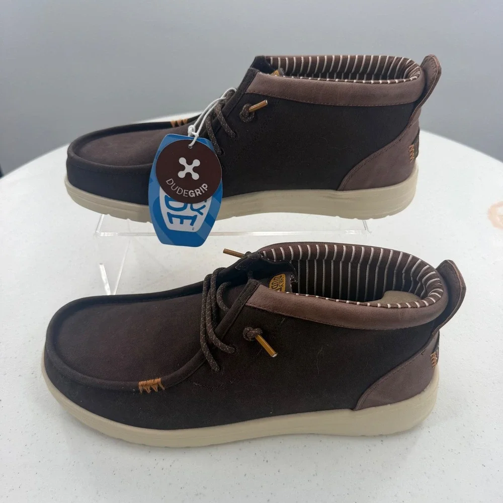 Hey Dude Wally Mid Gripr Classic Mole Brown Mens Shoes 42051-2IV Size 10